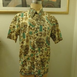 Vintage Men's Dragon Print Short Sleeve Shirt